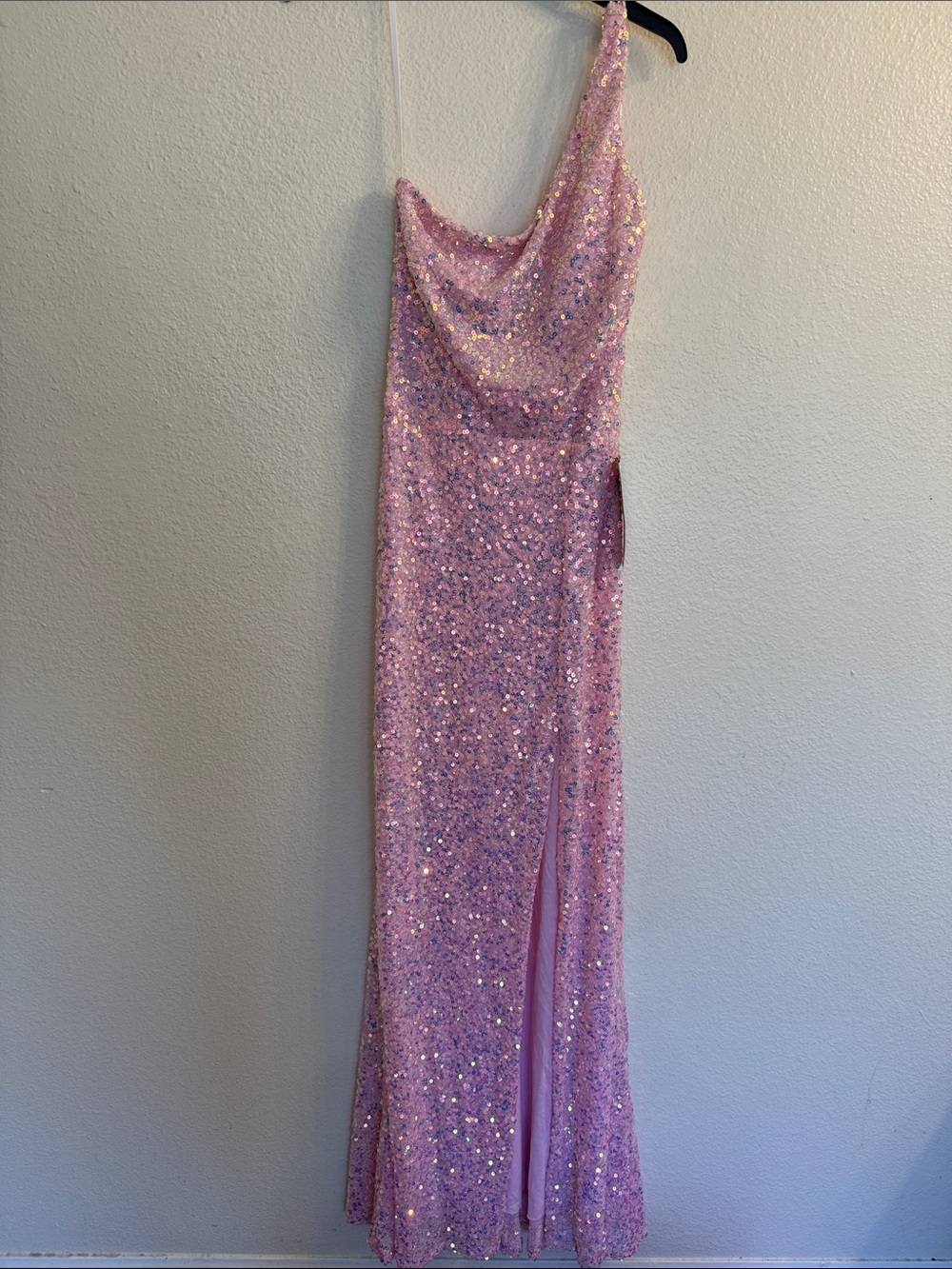 Darling Pink One-Shoulder Sequin Gown